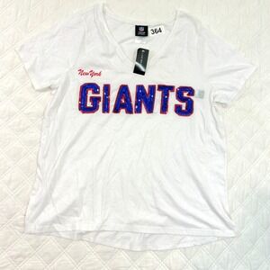 NFL Team Apparel Lane Bryant New York Giants Womens V Neck Tee 14/16 Sequin